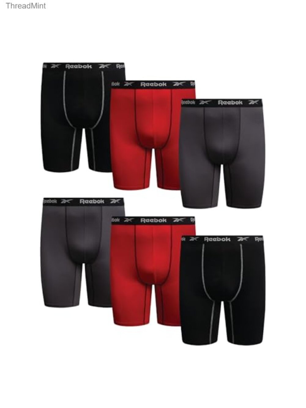 Mens Big & Tall Boxer Briefs 6 Pack Long Leg Tag Free Stretch Underwear